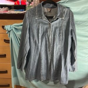 J Jill Blue Jean Jacket Classic Denim Coat size medium.